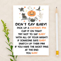 Halloween Pumpkin Don't Say Baby Shower Game