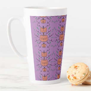 Halloween Pumpkin Doodle Seamless Pattern    Latte Mug