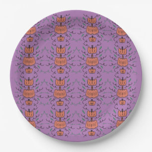 Halloween Pumpkin Doodle Seamless Pattern     Paper Plate