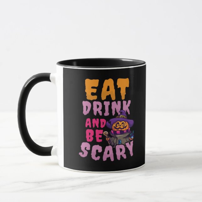 Halloween Pumpkin Eat Drink Be Scary Mug (Left)