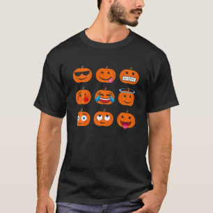 Halloween Pumpkin Emoji Tee Gift Costume Emotion T