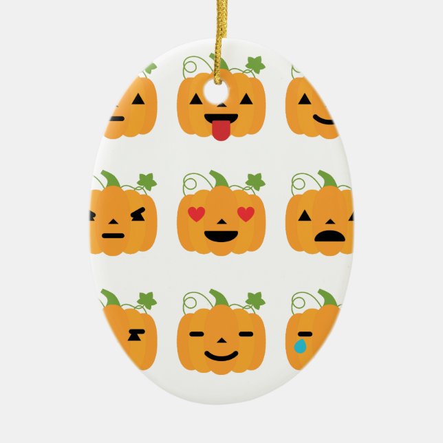 halloween pumpkin emojis ceramic tree decoration (Front)