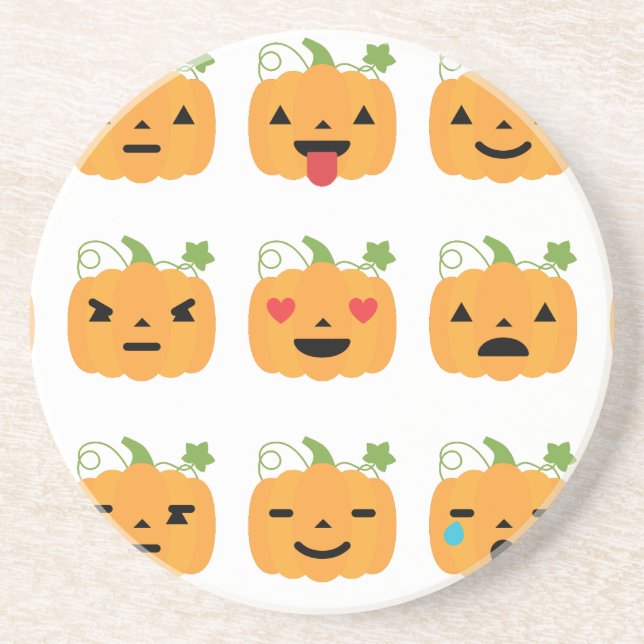 halloween pumpkin emojis coaster (Front)