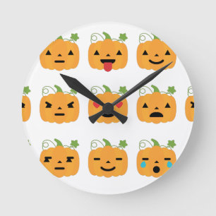 halloween pumpkin emojis round clock