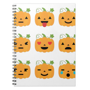 halloween pumpkin emojis spiral notebook