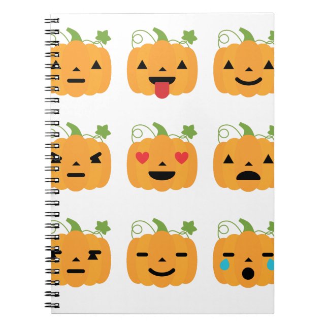 halloween pumpkin emojis spiral notebook (Front)