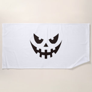 Halloween Pumpkin Face  Beach Towel