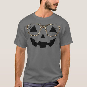 Halloween pumpkin face eyelashes leopard glasses h T-Shirt