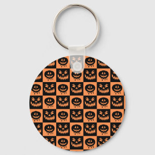 Halloween Pumpkin Face Ghost Spooky Pattern Key Ring