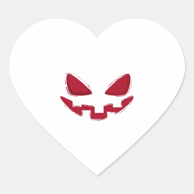 Halloween Pumpkin Face   Heart Sticker (Front)