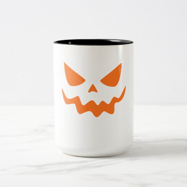 Halloween Pumpkin Face Mug – Cute & Festive Orange (Center)