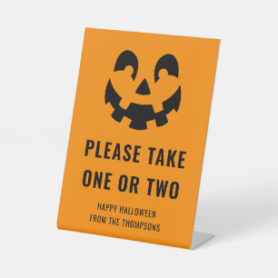 Halloween Pumpkin Face Note For Trick Or Treaters Pedestal Sign