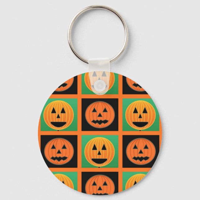 Halloween pumpkin face pattern key ring (Front)