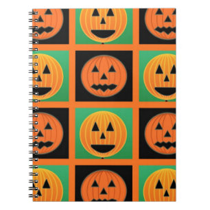 Halloween pumpkin face pattern spiral notebook