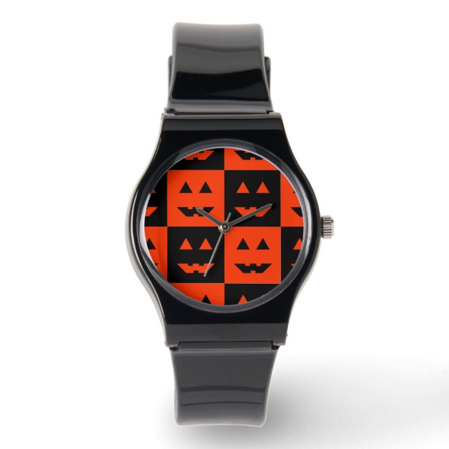 Halloween Pumpkin Face Squares Watch (Front)