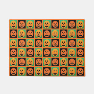 Halloween pumpkin faces doormat