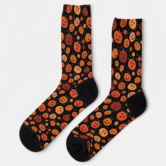 Halloween Pumpkin Faces Socks (Left)