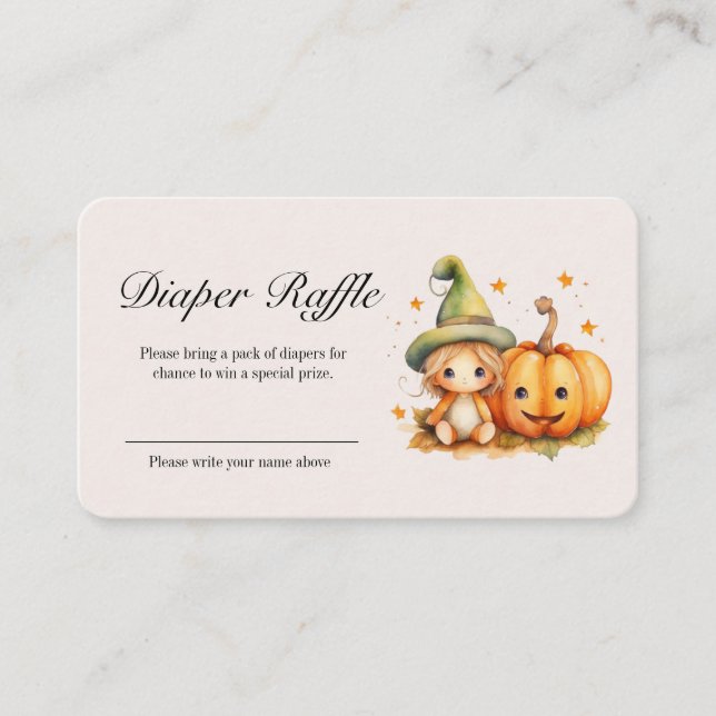 Halloween Pumpkin Fall Baby Diaper Raffle Enclosure Card (Front)