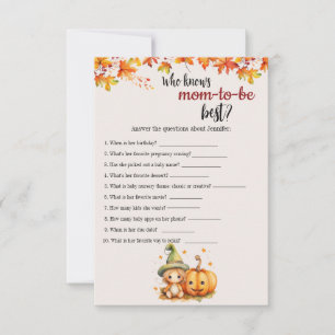 Halloween Pumpkin Fall Baby Shower Game Card