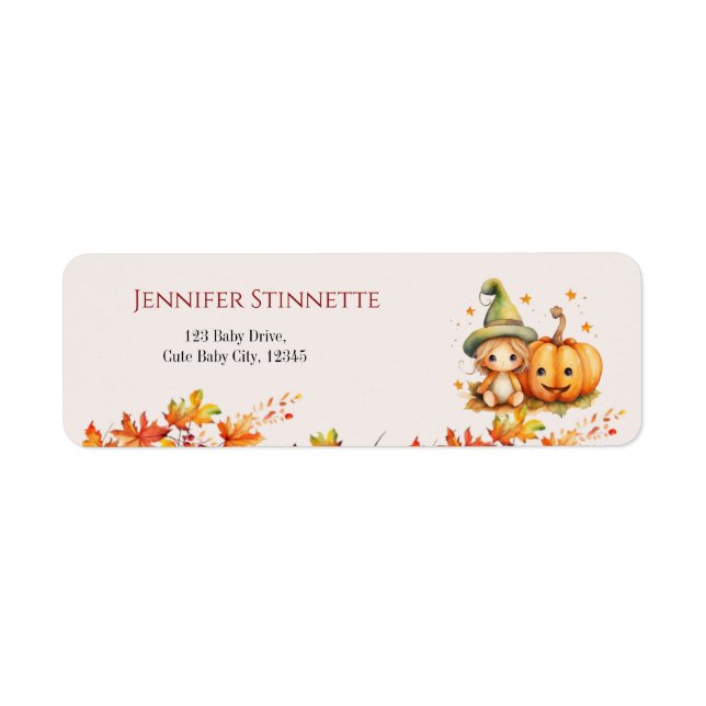 Halloween Pumpkin Fall Baby Shower Return Address  (Front)