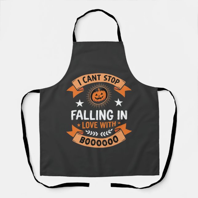 Halloween Pumpkin Falling In Love Apron (Front)