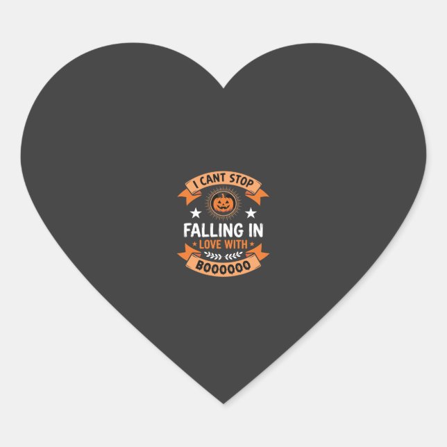 Halloween Pumpkin Falling In Love Heart Sticker (Front)