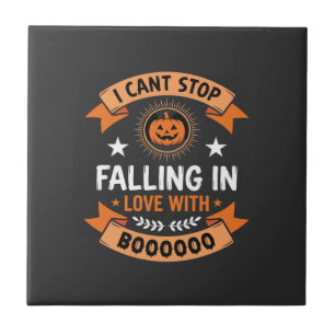 Halloween Pumpkin Falling In Love Tile