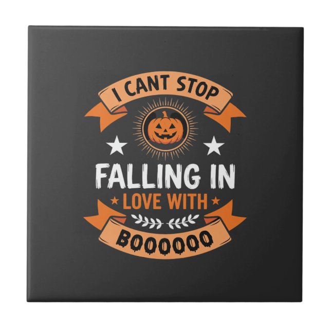 Halloween Pumpkin Falling In Love Tile (Front)