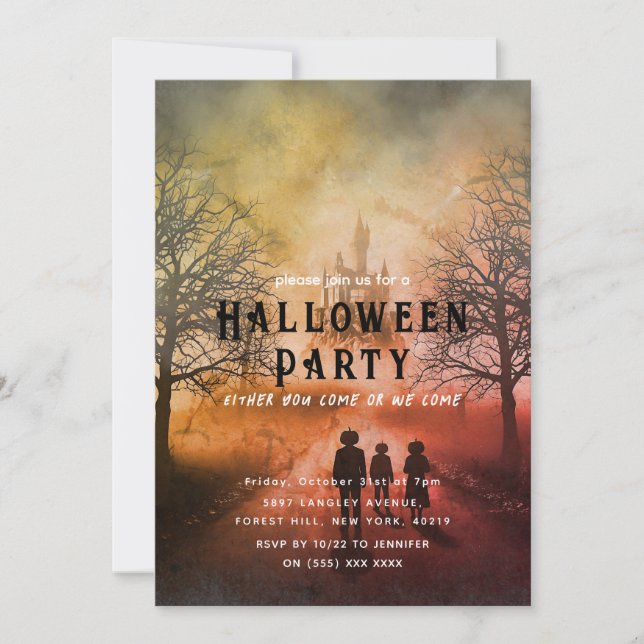 Halloween Pumpkin Familly party Invitation (Front)