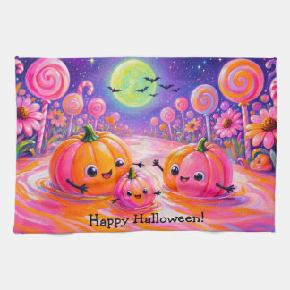 Halloween Pumpkin Family Kitchen Dish Towel