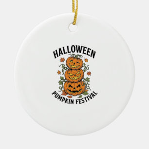 Halloween Pumpkin Festival Vintage Jack O Lantern Ceramic Tree Decoration