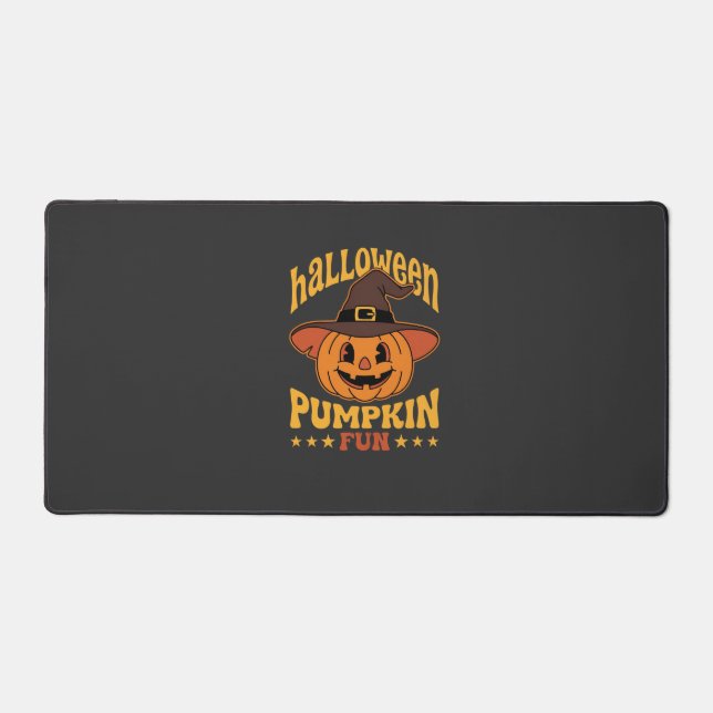 Halloween Pumpkin Fun Witch Hat Cartoon Desk Mat (Front)