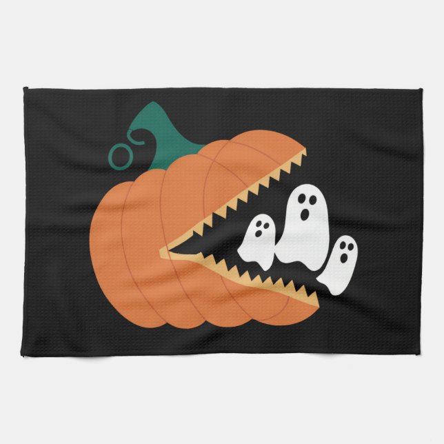 Halloween Pumpkin Funny Ghosts Boys Kids  Tea Towel (Horizontal)
