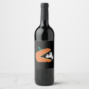 Halloween Pumpkin Funny Ghosts Boys Kids Wine Label