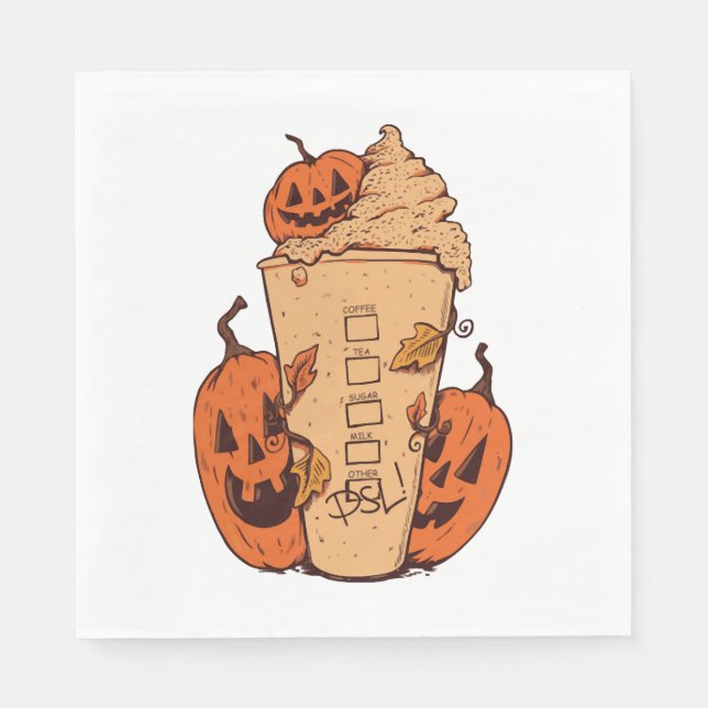 Halloween Pumpkin Funny Halloween Pumpkin Napkin (Front)