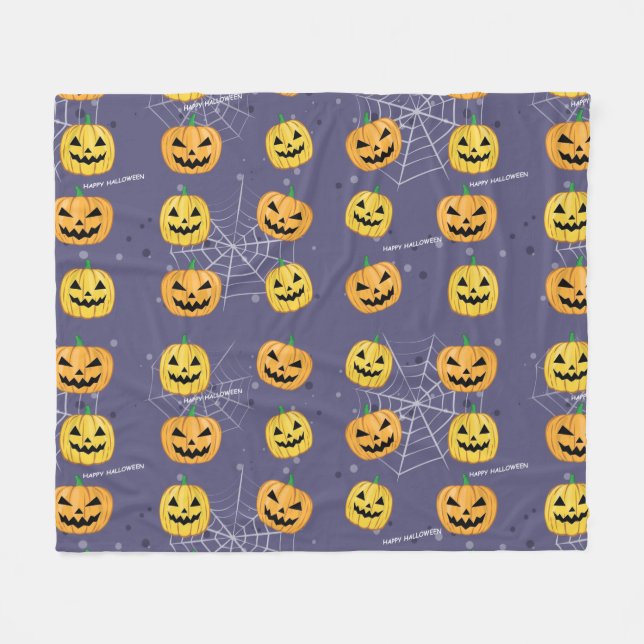 Halloween Pumpkin - Funny Pattern  Fleece Blanket (Front (Horizontal))