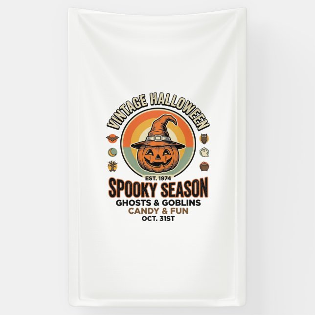 Halloween Pumpkin Funny Vintage Witch Hat_1 Banner (Vertical)