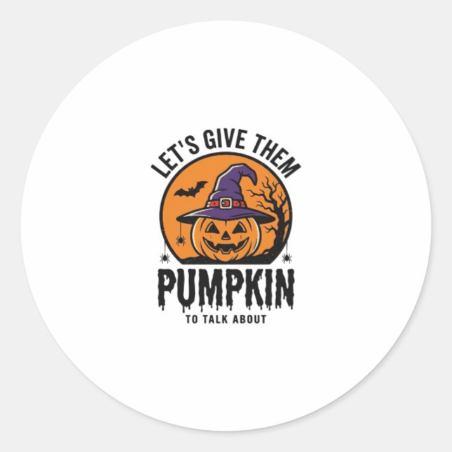Halloween Pumpkin Funny Witch Hat Spooky Retro_1 Classic Round Sticker (Front)