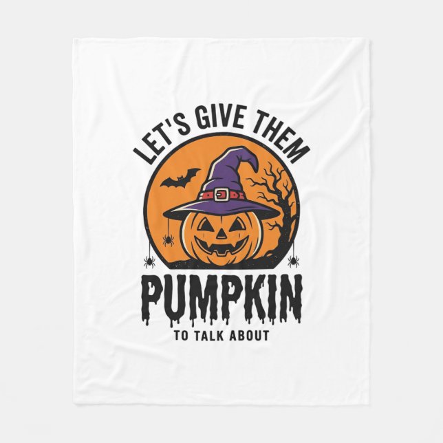 Halloween Pumpkin Funny Witch Hat Spooky Retro_1 Fleece Blanket (Front)