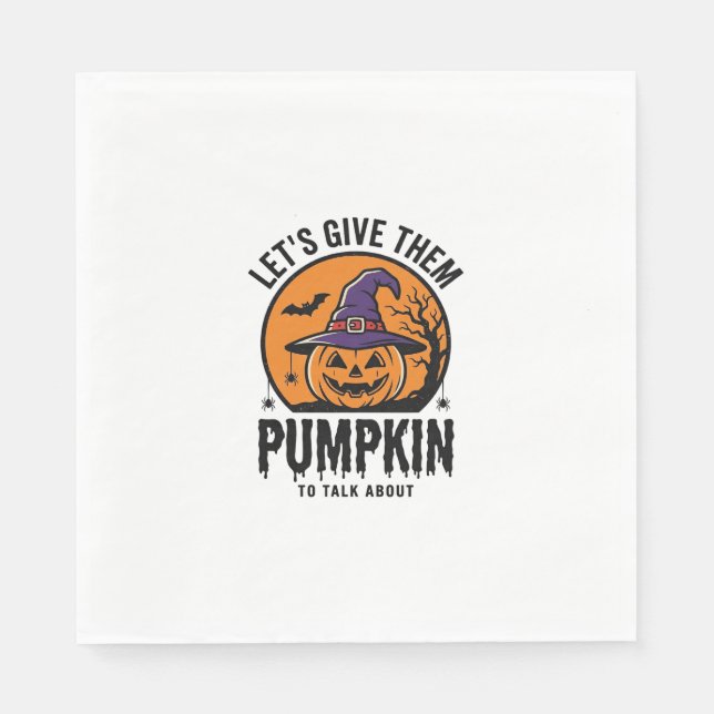Halloween Pumpkin Funny Witch Hat Spooky Retro_1 Napkin (Front)
