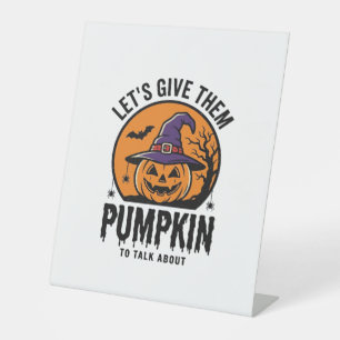Halloween Pumpkin Funny Witch Hat Spooky Retro_1 Pedestal Sign