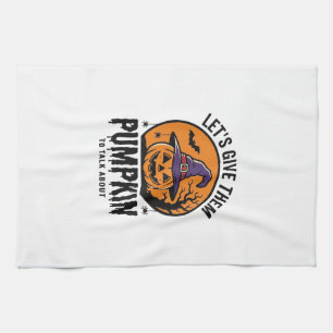 Halloween Pumpkin Funny Witch Hat Spooky Retro_1 Tea Towel