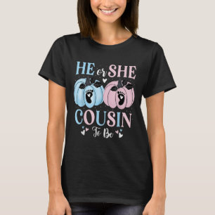 Halloween Pumpkin Gender Reveal He Or She Cousin T T-Shirt
