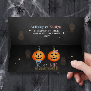 Halloween Pumpkin Gender Reveal Party Envelope