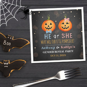 Halloween Pumpkin Gender Reveal Party Napkin