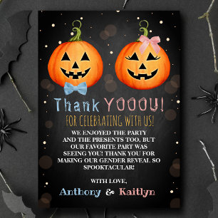 Halloween Pumpkin Gender Reveal Party Thank You Card