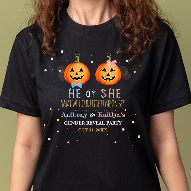 Halloween Pumpkin Gender Reveal Party Tri-Blend Shirt (Creator Uploaded)