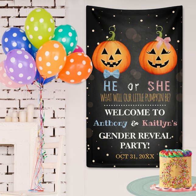 Halloween Pumpkin Gender Reveal Party Welcome Banner (Creator Uploaded)