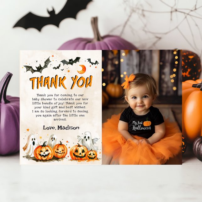 Halloween Pumpkin Ghost Party Thank You Card (Creator Uploaded)