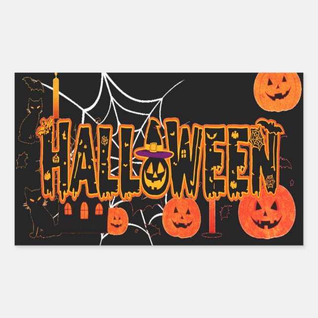 Halloween Pumpkin Gift Rectangular Sticker (Front)